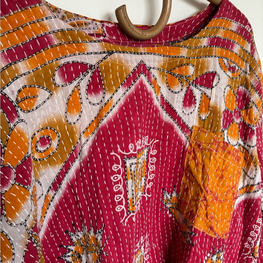 Kantha Bae Colorful Bohemian Handmade Vintage Textile Top Women's Free Size - Picture 4 of 6